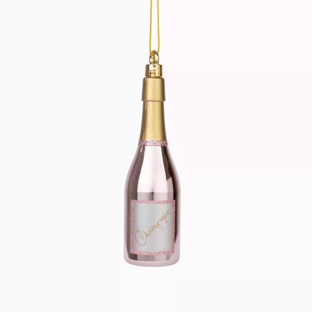 NWT Metallic Pink Champagne Bottle Ornament